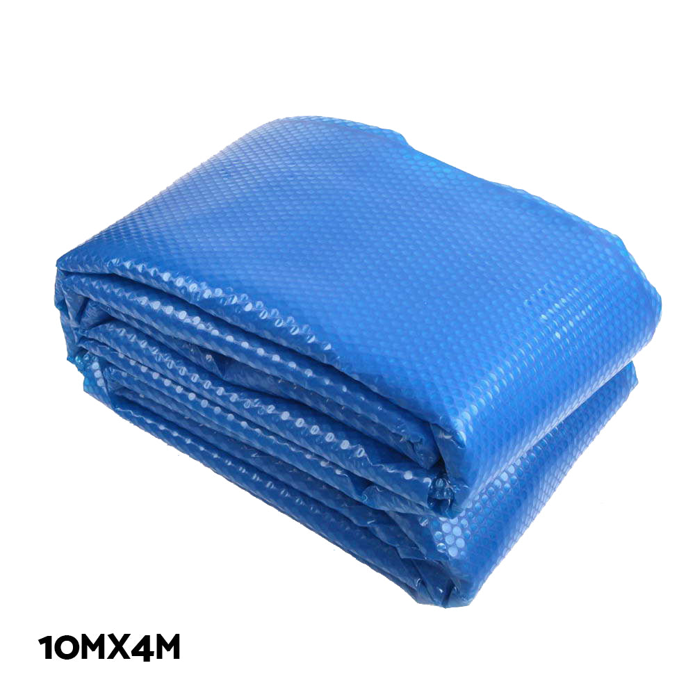 Aquabuddy Pool Cover 500 Micron 10x4m Swimming Pool Solar Blanket Blue Silver & 5.5m Roller