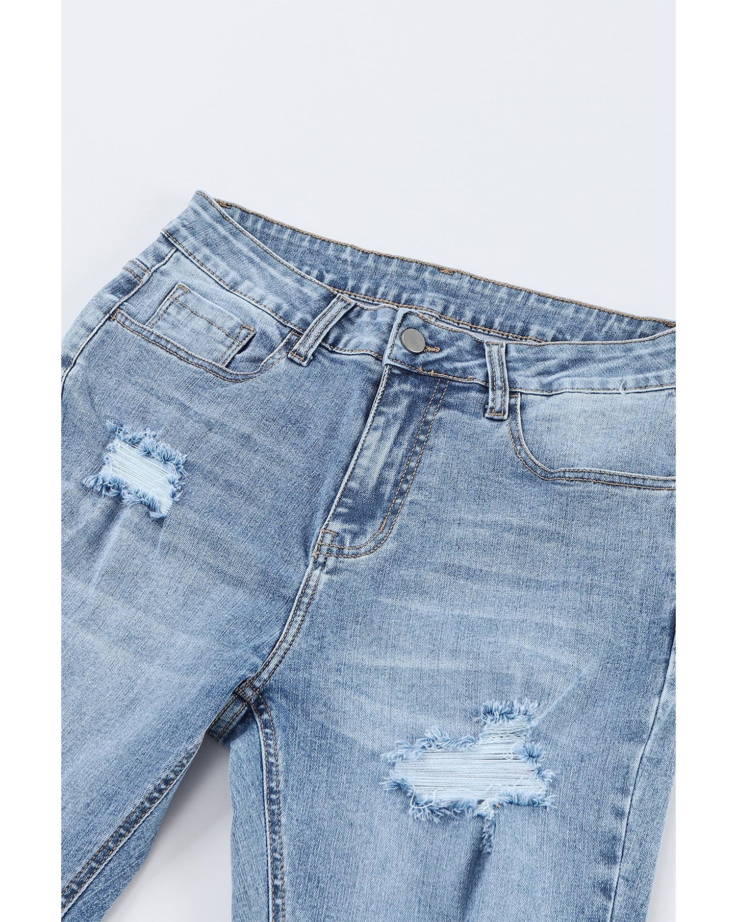Azura Exchange Light Wash Distressed Flare Jeans - 16 US