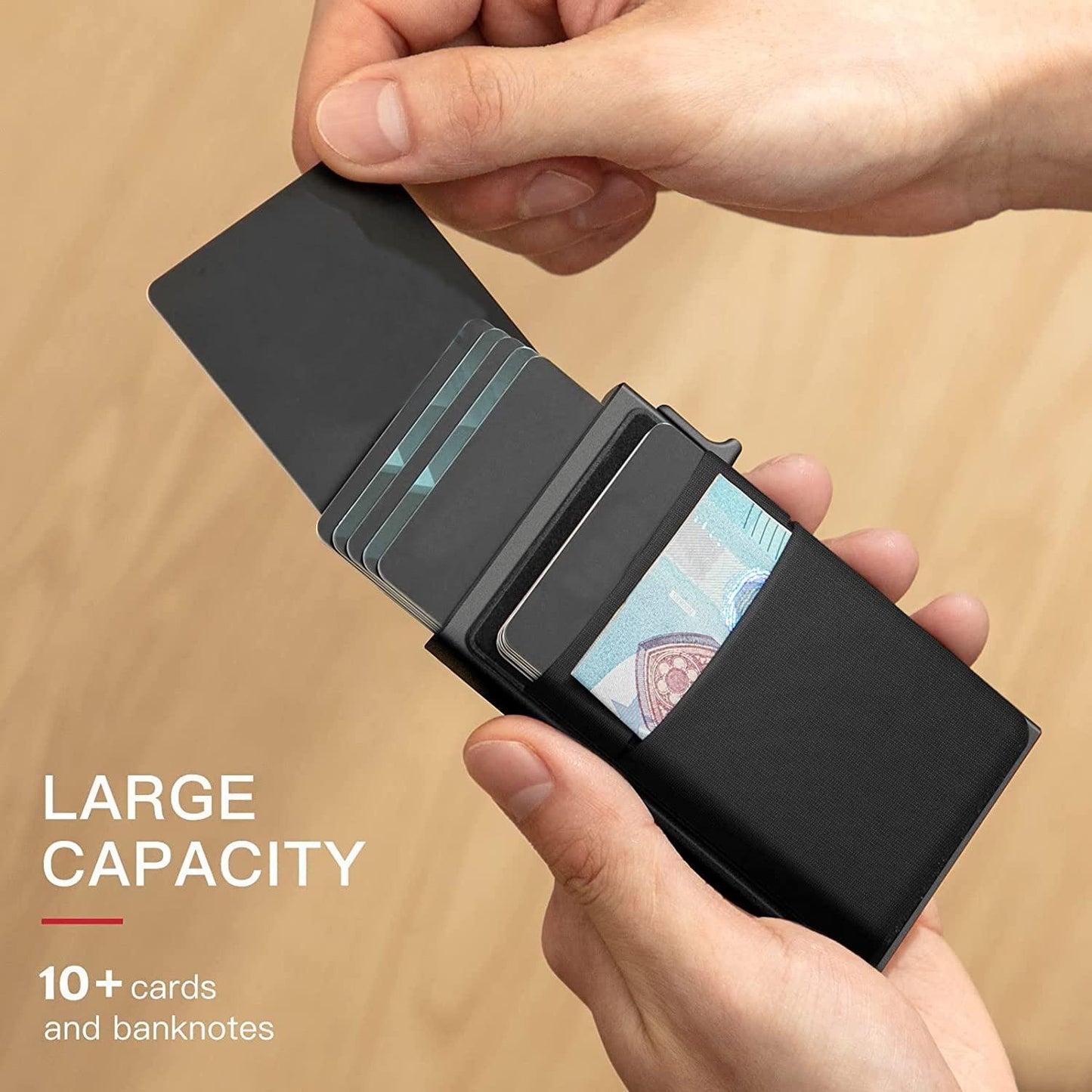 Men Slim Metal Rfid Blocking Wallet - Black