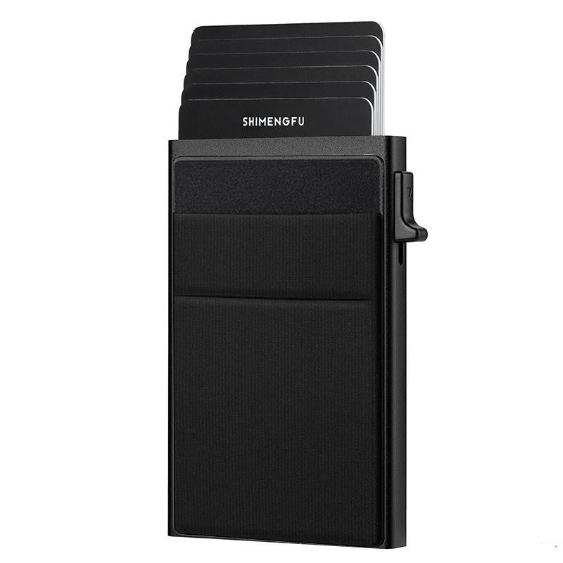 Men Slim Metal Rfid Blocking Wallet - Black