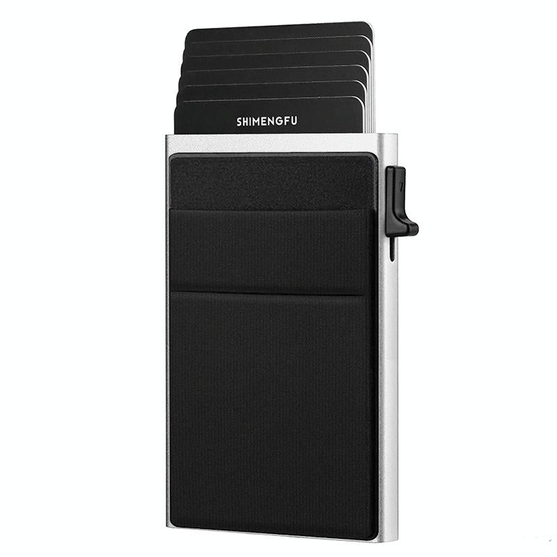 Men Slim Metal Rfid Blocking Wallet - Black