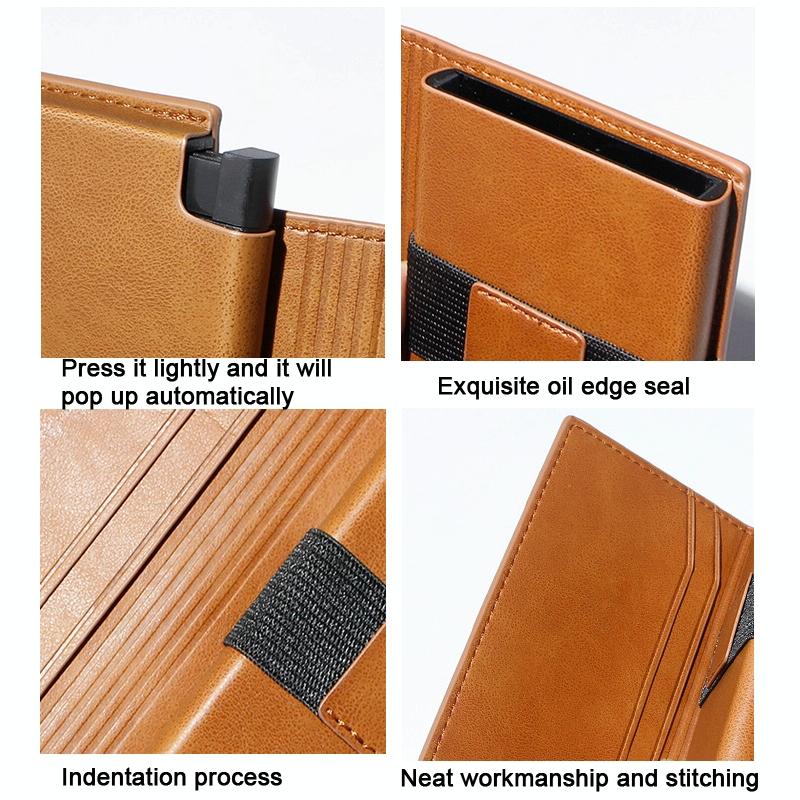 Pop-up Rfid Bifold Wallet with Card Holder - Brown