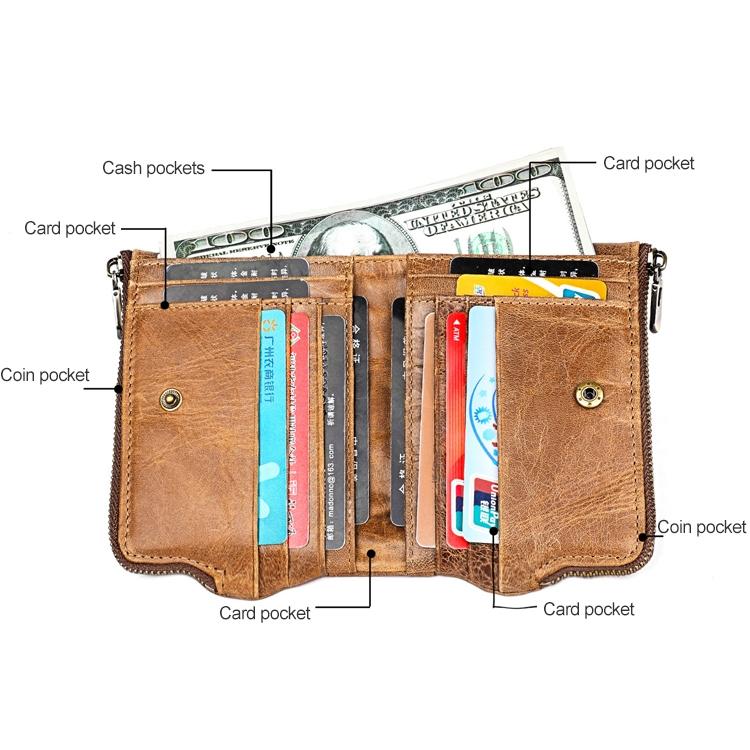 Leather Wallet with Rfid Protection and Strap - Card Slots - Black