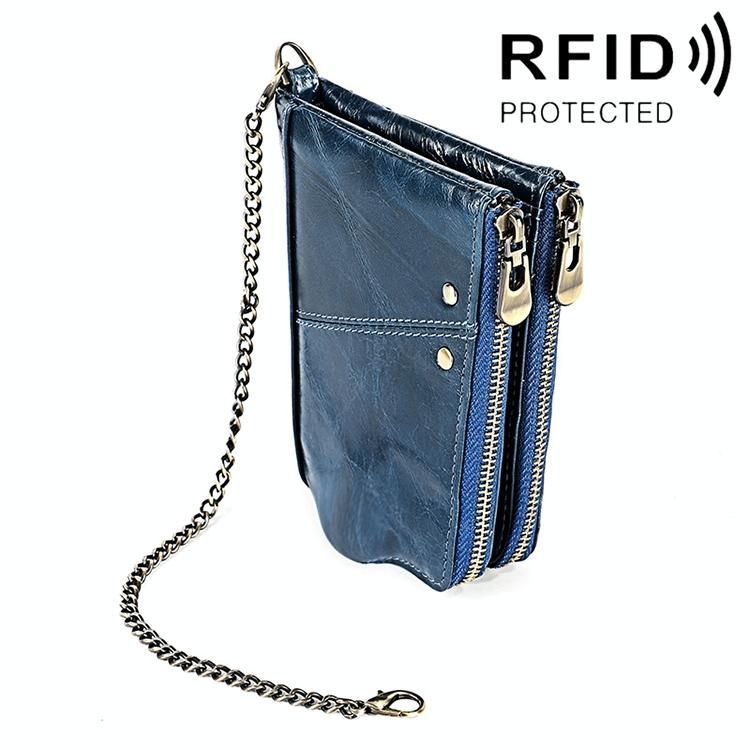 Leather Wallet with Rfid Protection and Strap - Card Slots - Black