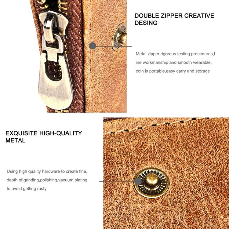 Leather Wallet with Rfid Protection and Strap - Card Slots - Yellowish-Brown