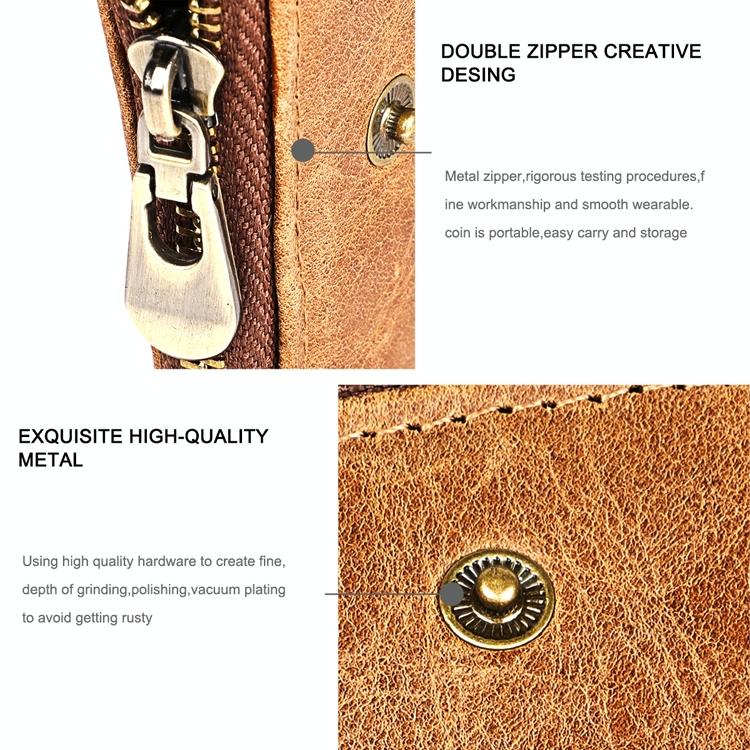 Leather Wallet with Rfid Protection and Strap - Card Slots - Yellowish-Brown