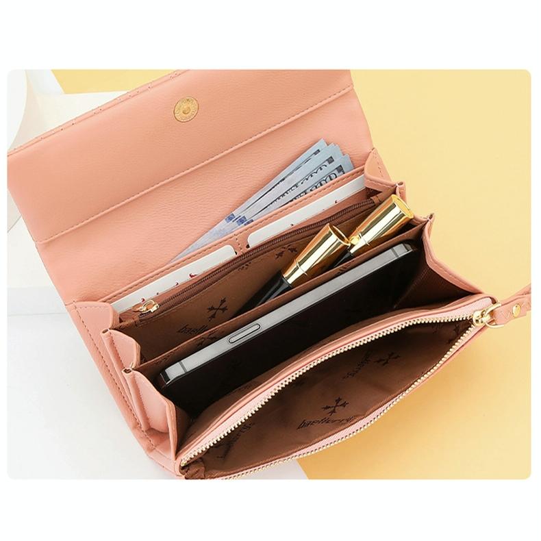 Large Capacity Magnetic Clutch Wallet for Women - Maroon Red
