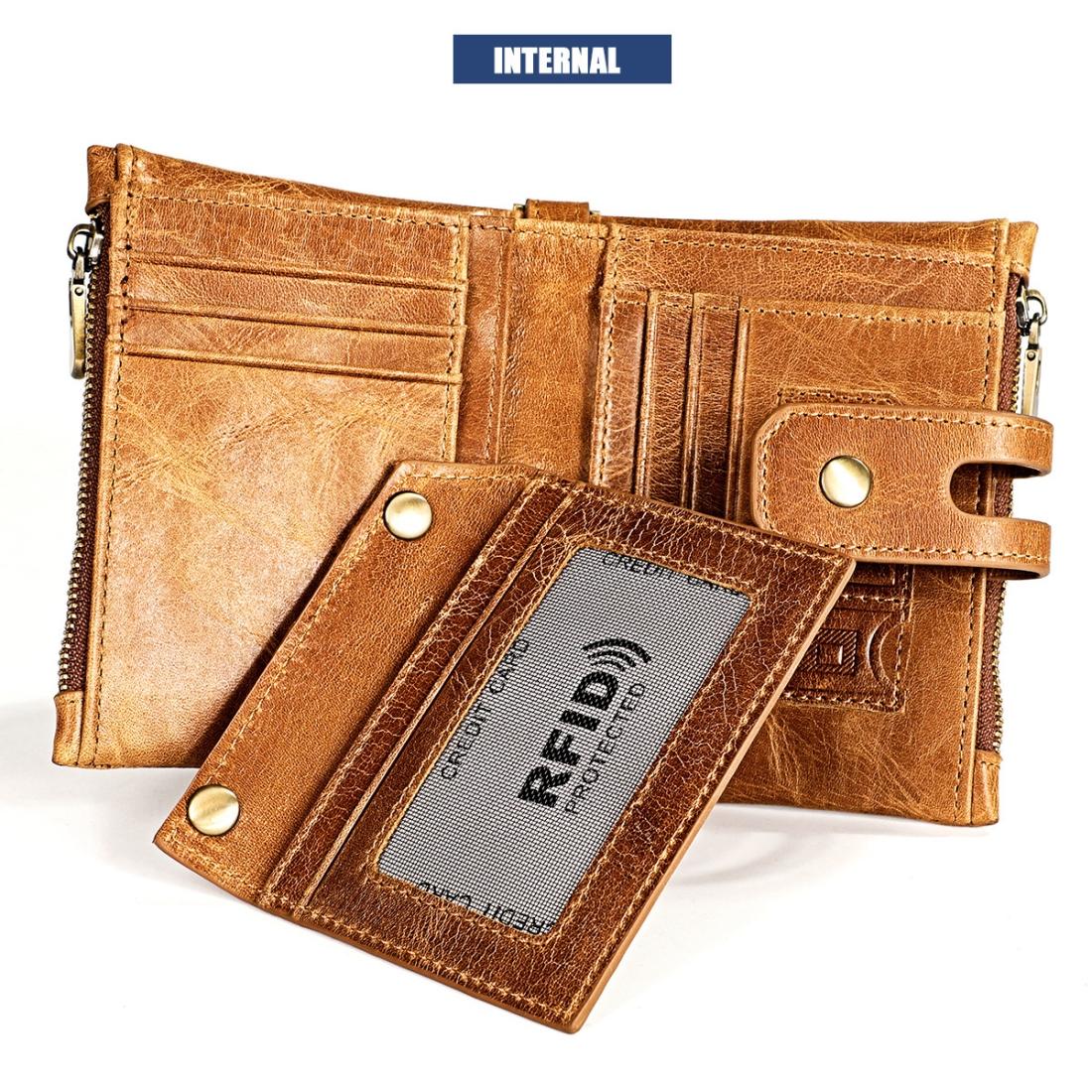 Men Rfid Leather Wallet with Card Slots - Red