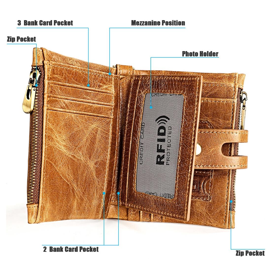 Men Rfid Leather Wallet with Card Slots - Red