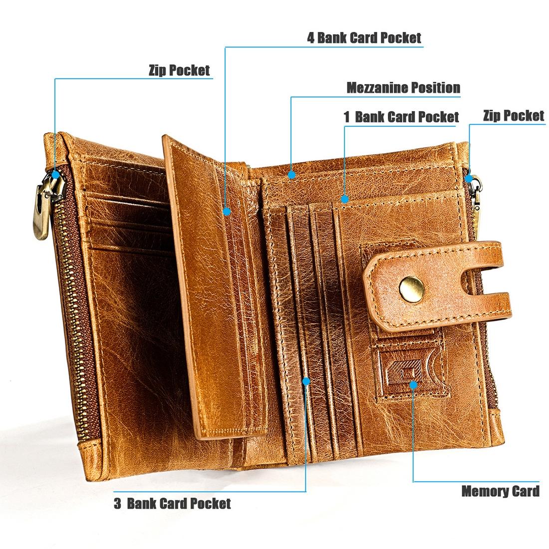 Men Rfid Leather Wallet with Card Slots - Red