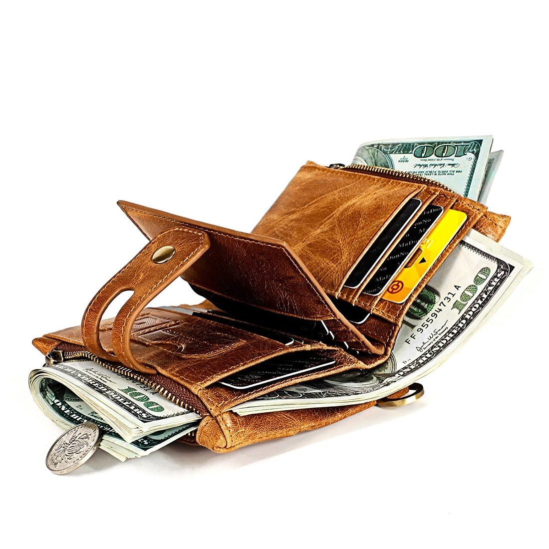 Men Rfid Leather Wallet with Card Slots - Red
