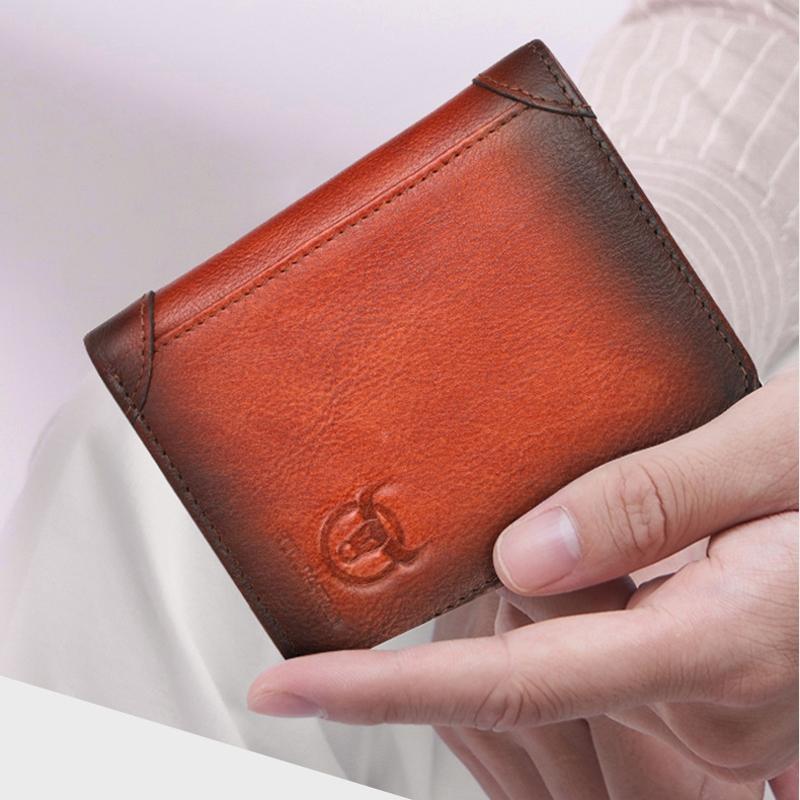 Men Rfid Leather Wallet with Coin Clip - Black