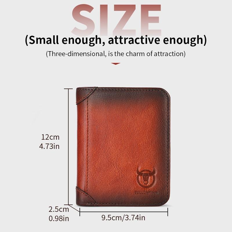 Men Rfid Leather Wallet with Coin Clip - Black