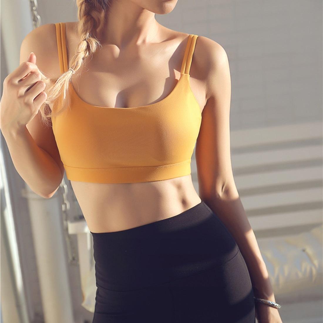 Black Double Shoulder Belt Yoga Vest - Lilac M
