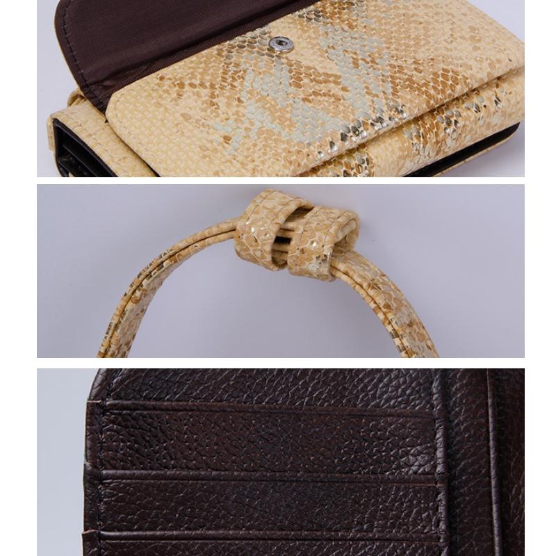 Sequin Snake Print Wrist Bag - Multifunctional Chain Wallet - Nude Pink