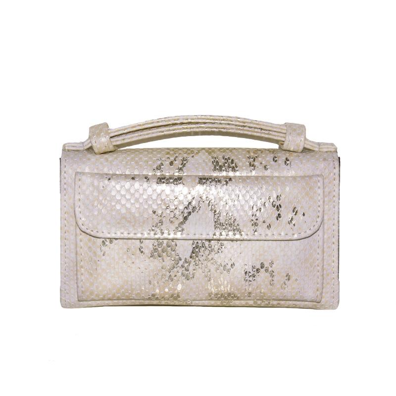 Sequin Snake Print Wrist Bag - Multifunctional Chain Wallet - Nude Pink