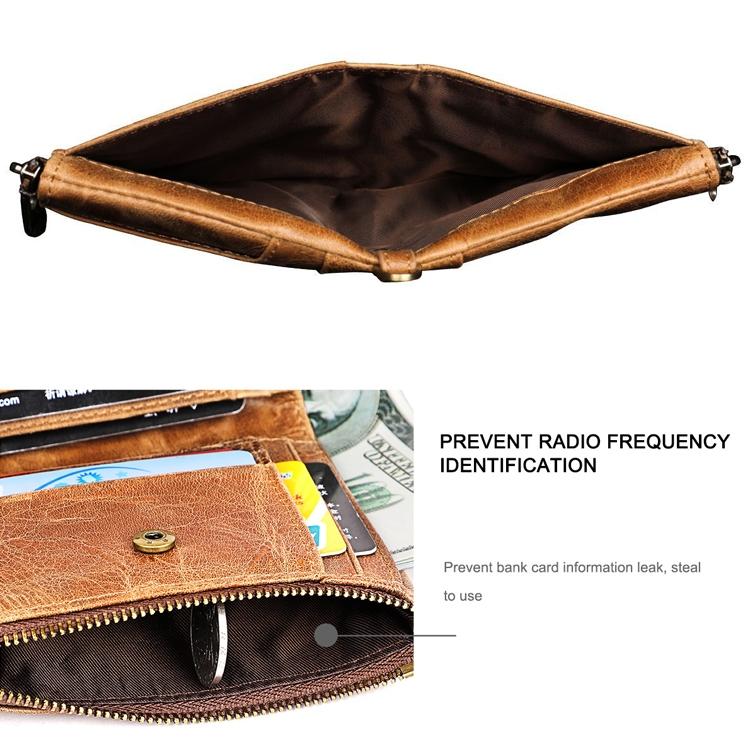 Leather Wallet with Rfid Protection and Strap - Card Slots - Blue