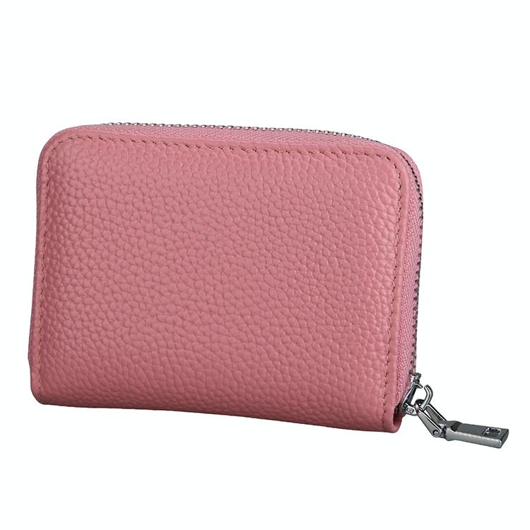 Anti-magnetic Rfid Leather Zip Wallet - Zipper Closure - Brown
