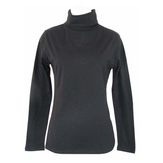Ladies SKIVVY Womens Long Sleeve Plain Top Warm Turtleneck Cotton High Neck - Black - L