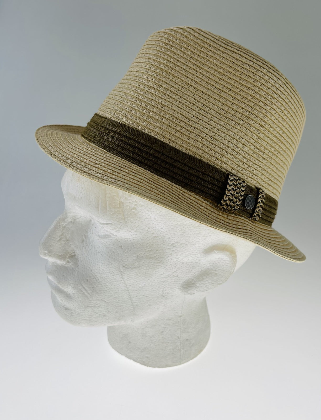 Dents Mens Straw Hat Toyo Trilby Fedora Summer Sun Stingy Brim - Natural/Brown - S/M