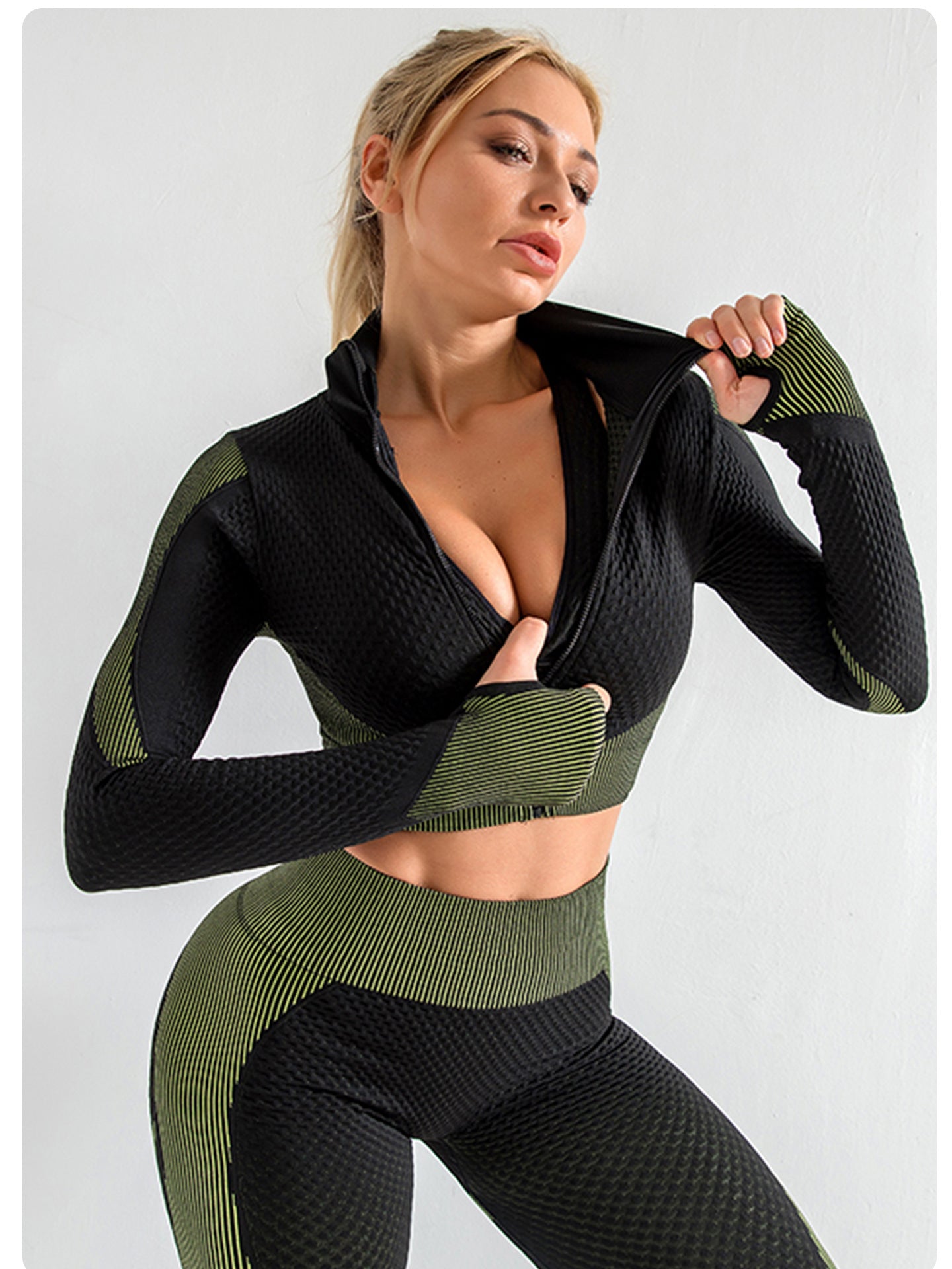 Elegant purple High Waist Yoga Set for Women - Sports Bra, Long Sleeve Shirt & Leggings 3-Piece Workout Set Size XL