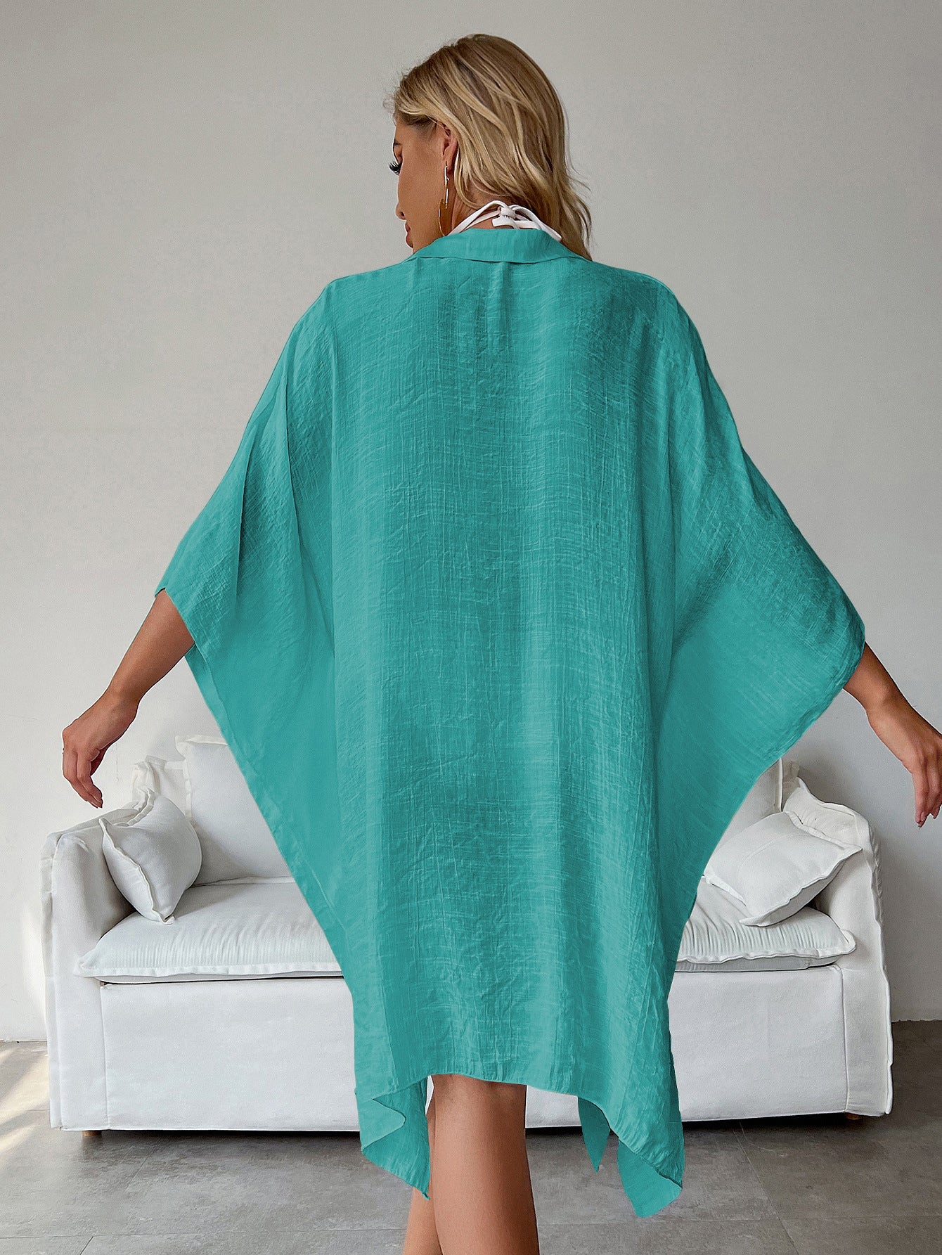 Lake Green Summer Beach Cover-Up- Bamboo Cotton Sun Protection Cardigan