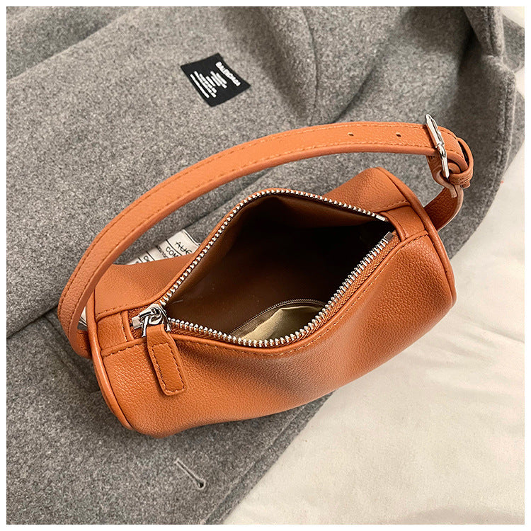 Red Minimalist Shoulder Bag - High-End Cylindrical Design