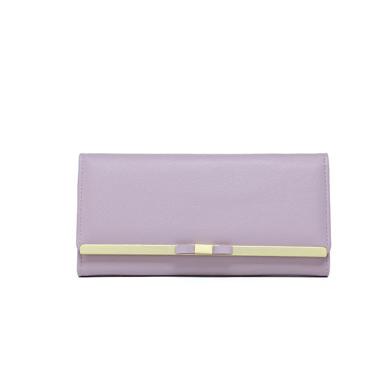 Purple Elegant Women's Long Wallet - Clutch Purse with Zip Coin Pocket & Card Slots