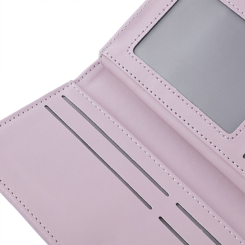 Purple Elegant Women's Long Wallet - Clutch Purse with Zip Coin Pocket & Card Slots