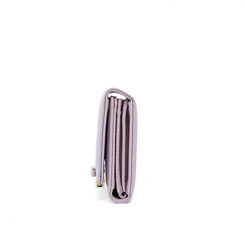 Purple Elegant Women's Long Wallet - Clutch Purse with Zip Coin Pocket & Card Slots