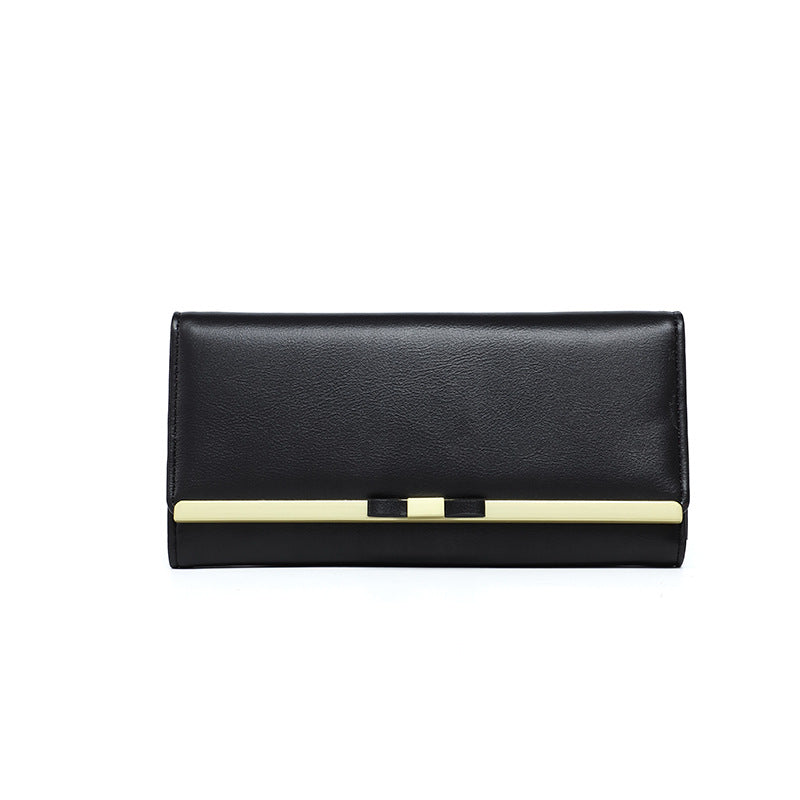 Black Elegant Women's Long Wallet - Clutch Purse with Zip Coin Pocket & Card Slots