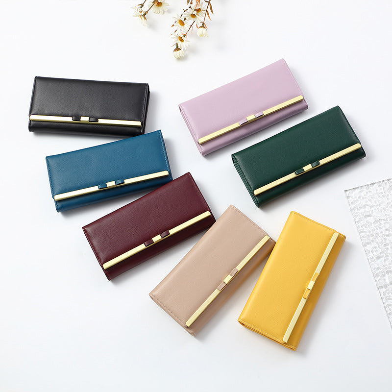Black Elegant Women's Long Wallet - Clutch Purse with Zip Coin Pocket & Card Slots