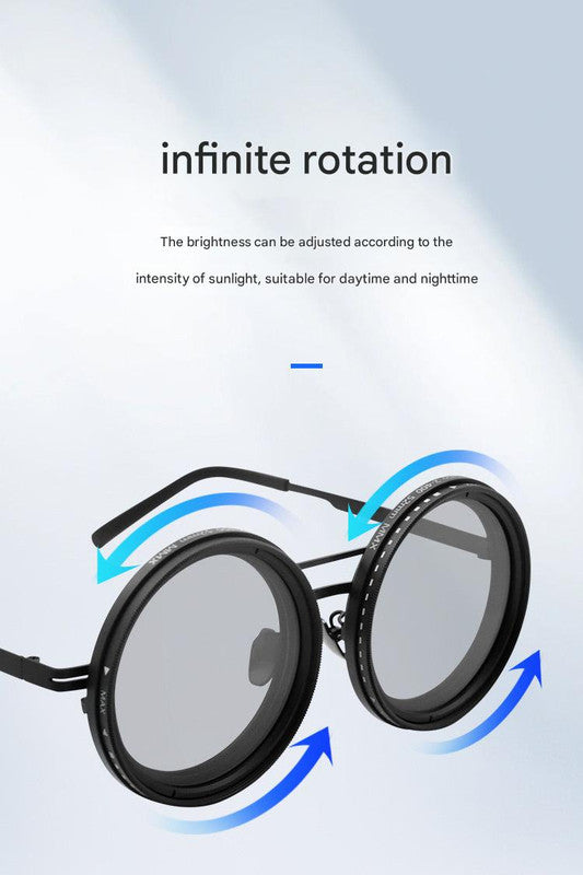 Adjustable ND9 Filter Sunglasses, Steampunk Retro Design with Polarized HD Anti-Glare Lenses(silver)