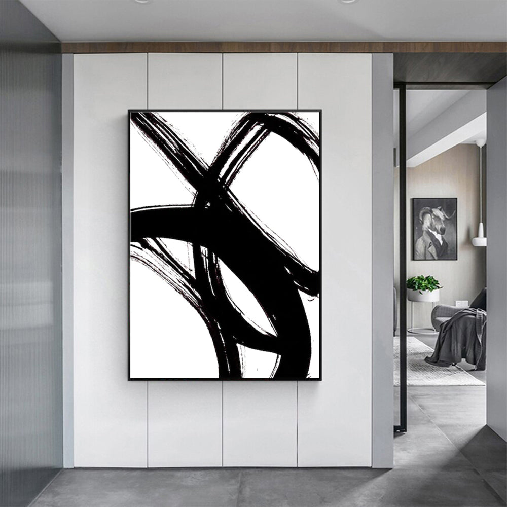 70cmx100cm Minimalist Black Artwork Black Frame Canvas Wall Art