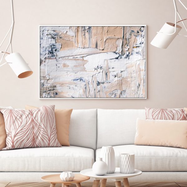 90cmx135cm Modern Abstract Oil Painting Style White Frame Canvas Wall Art
