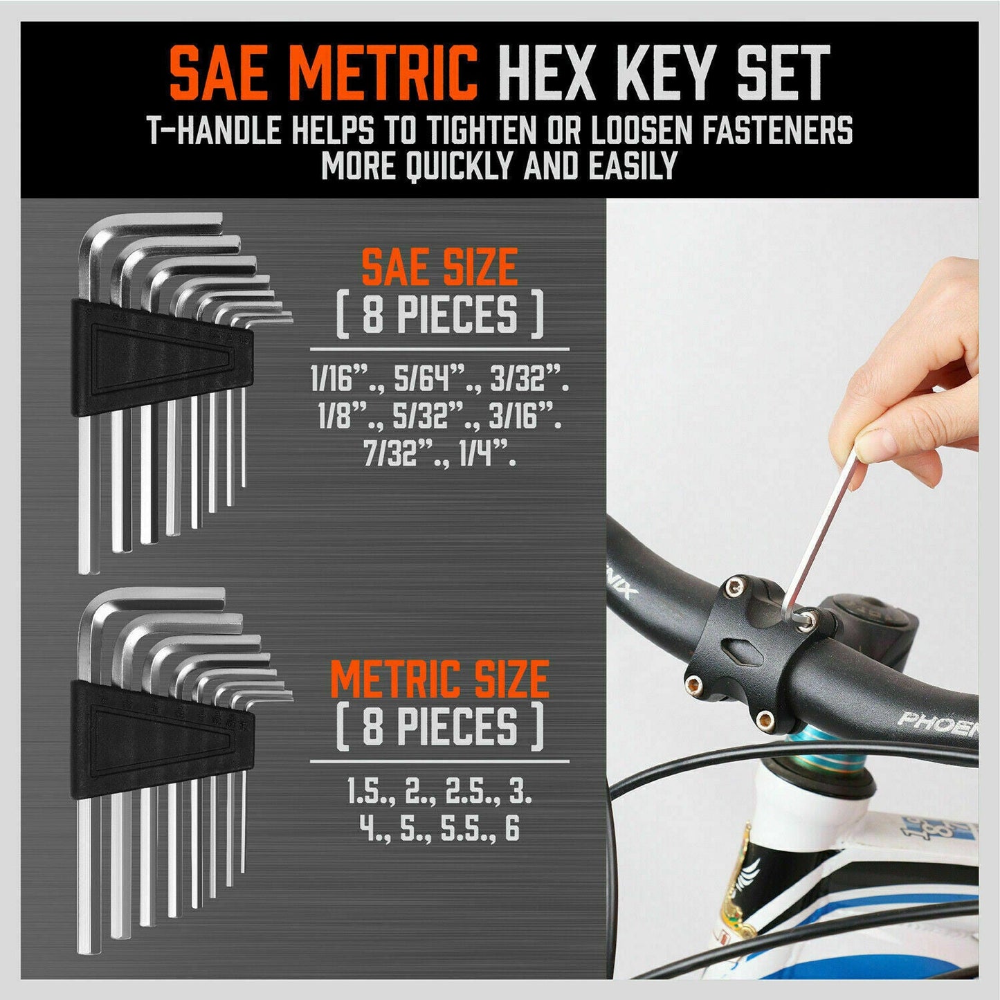 44-Piece Impact Screwdriver Set with Magnetic Bits, High Torque Hex Keys and Rack with Color Grip