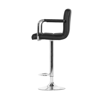 Artiss 4x Bar Stools Leather Gas Lift w/Armrest Black