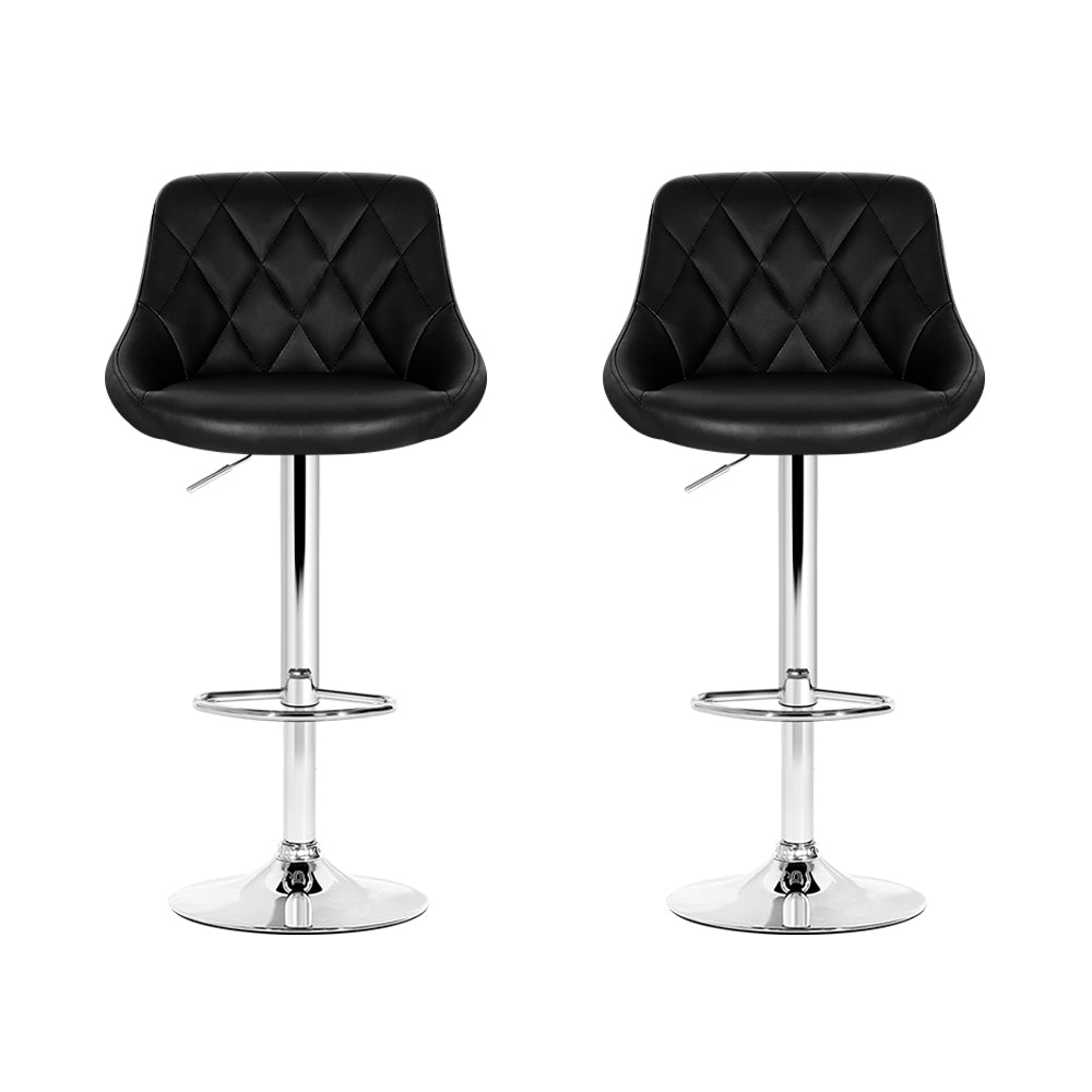 Artiss 2x Bar Stools Leather Padded Gas Lift Stool Black