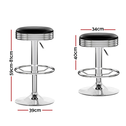 Artiss 4x Bar Stools Leather Padded Gas Lift Silver