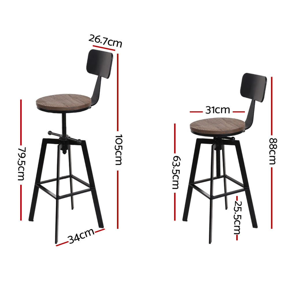 Artiss Bar Stools Kitchen Counter Chairs Vintage Metal Chairs x2