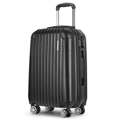 Wanderlite 20" 55cm Luggage Trolley Travel Set Suitcase Carry On Hard Shell Case Sets Lightweight Black