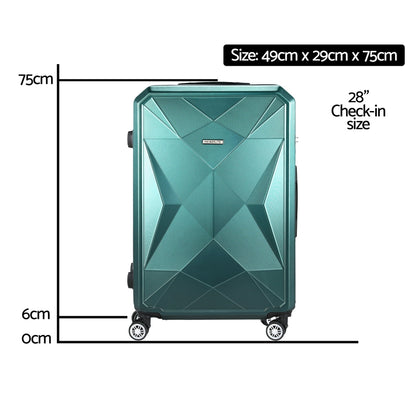 Wanderlite 28" 75cm Luggage Trolley Travel Suitcase Carry On Storage TSA Hardshell Atrovirens