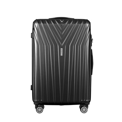 Wanderlite 3pc Luggage Trolley Set Suitcase Travel TSA Hard Case Carry On Black Lightweight