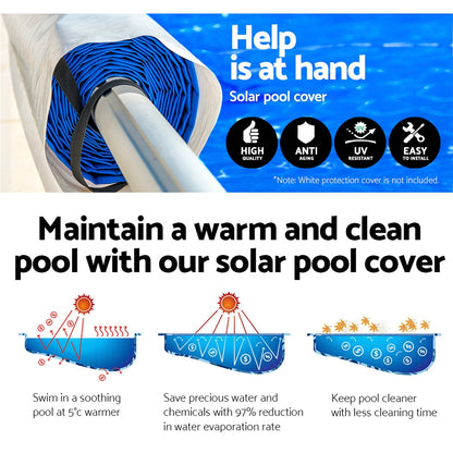 Aquabuddy Pool Cover 500 Micron 10x4m Silver Swimming Pool Solar Blanket & 5.5m Roller