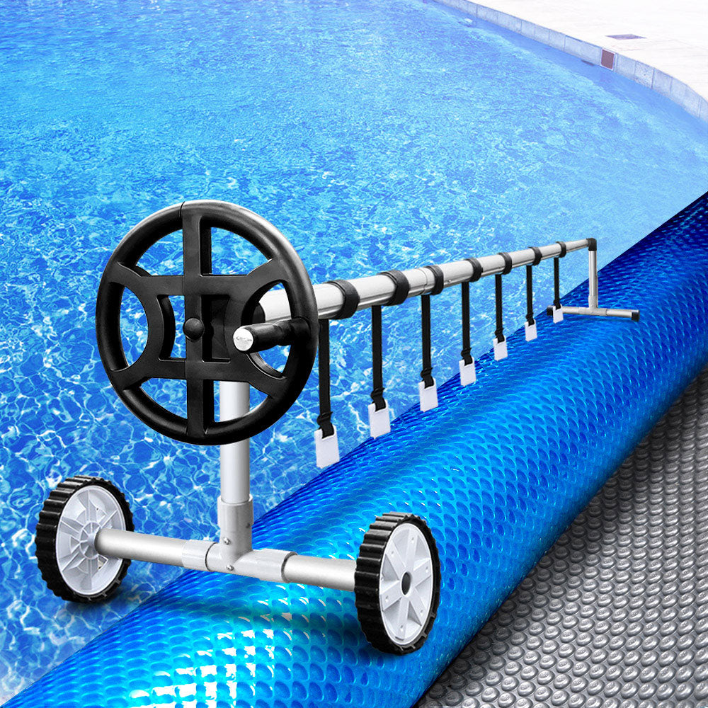 Aquabuddy Pool Cover 500 Micron 7x4m Silver Swimming Pool Solar Blanket & 4m Roller