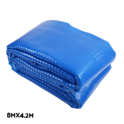 Aquabuddy Pool Cover 8x4.2m 400 Micron Swimming Pool Solar Blanket 5.5m Blue Roller