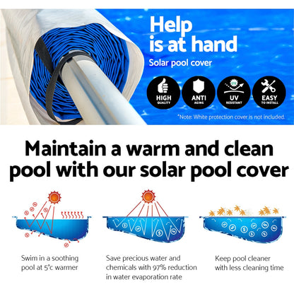 Aquabuddy Pool Cover 500 Micron 8x4.2m Silver Swimming Pool Solar Blanket & 5.5m Roller