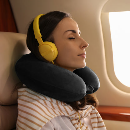 Milano Decor Memory Foam Travel Neck Pillow With Clip Cushion Support Soft Black