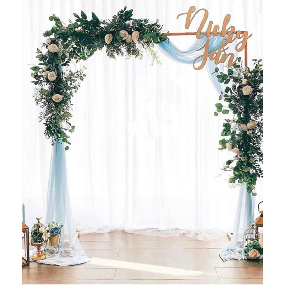 Wedding Arch Gold Square Backdrop Flower Display Stand Background 2.2M