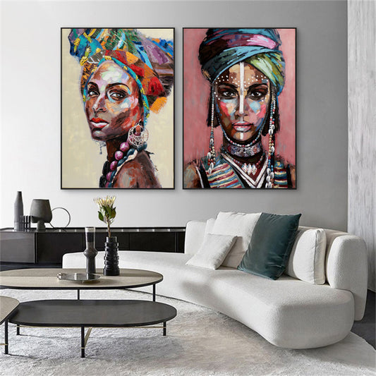 Wall Art 60cmx90cm African women 2 Sets Black Frame Canvas